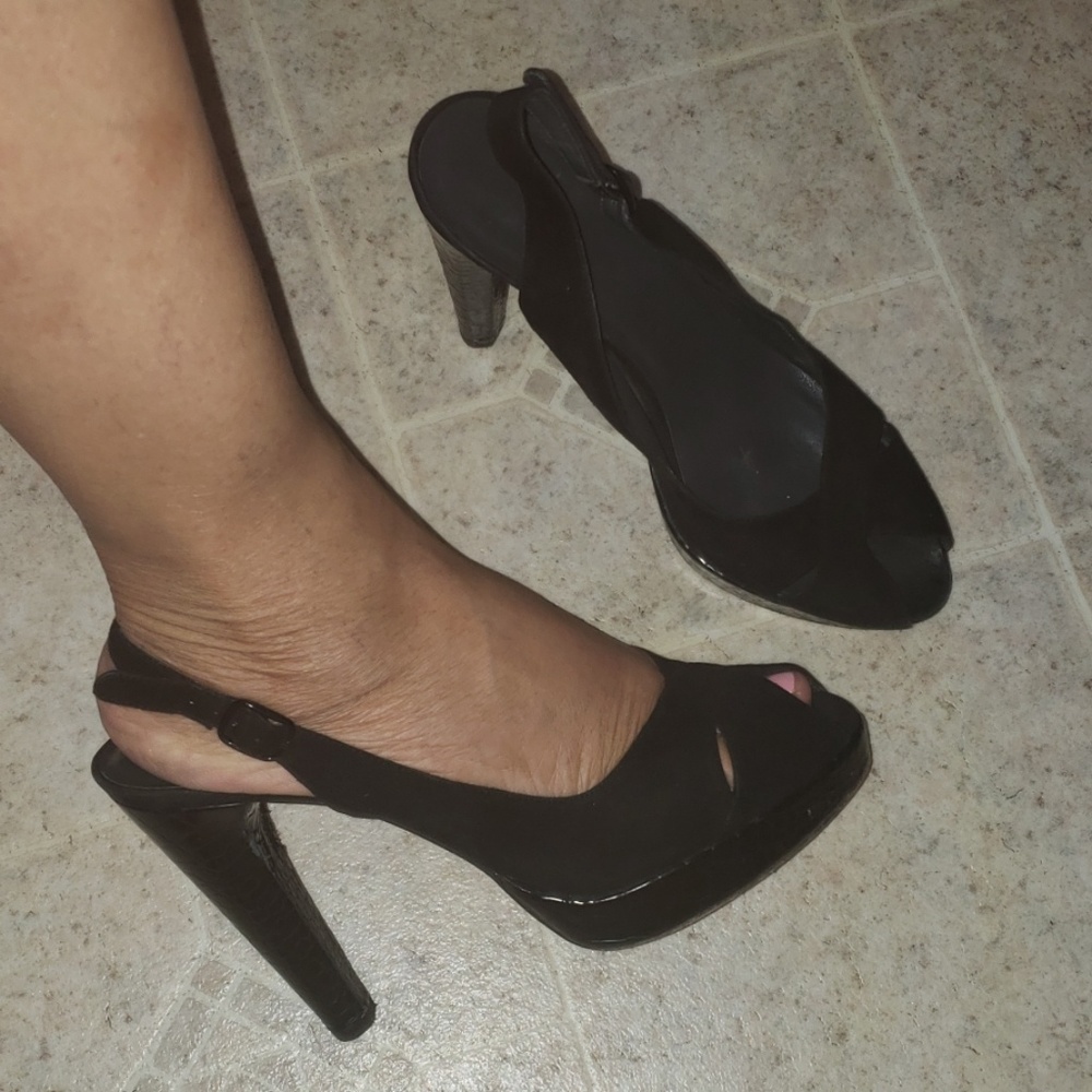 Stuart Weitzman Black Peep Toe Platforms - image 1